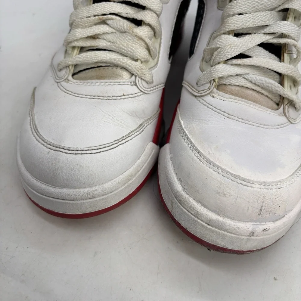 Air Jordan 5 Retro 2016 Low Fire Red Shoes Mens 9 Lace Up White Sneaker Sports